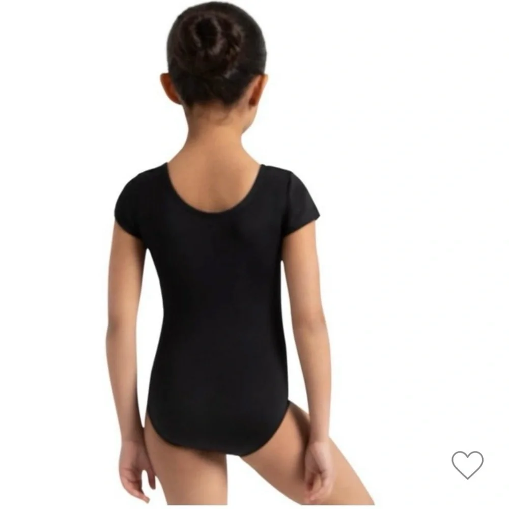 Capezio Kids Team Dance Performance Black Short Sleeves Leotard Size Small